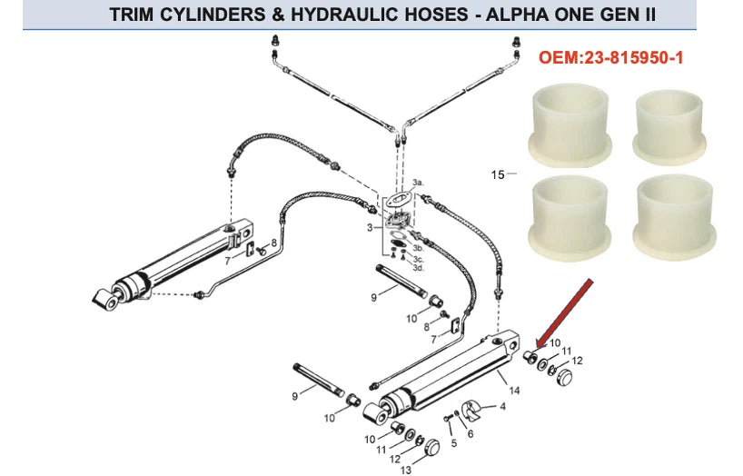 Power Trim Bushing Set for Mercruiser Alpha One Gen II