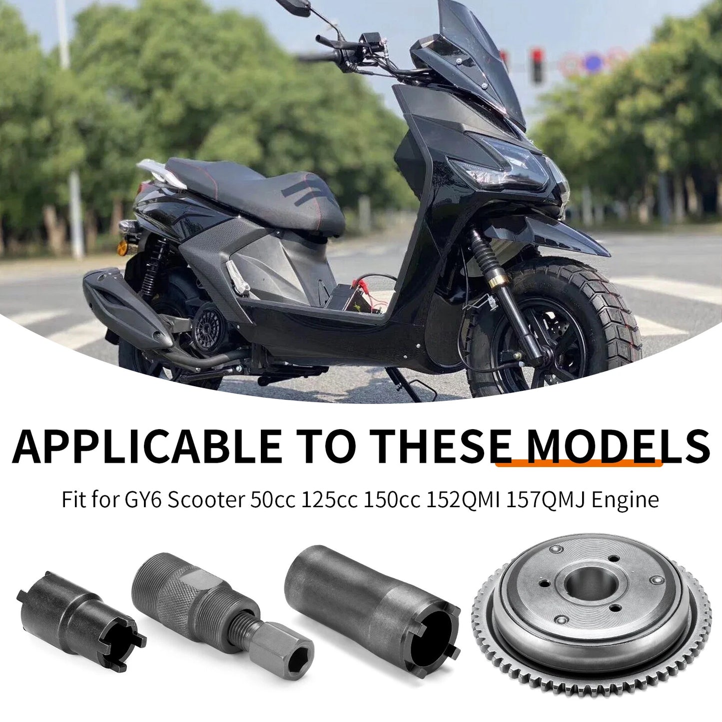 Flywheel Puller Starter Clutch Kit for GY6 Scooter 125/150cc 152QMI/157QMJ