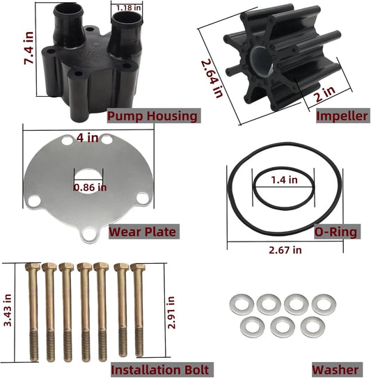 Raw Water Pump Impeller Kit for Mercury Mercruiser Bravo 46-807151A14