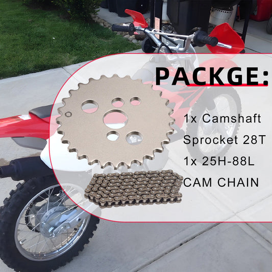 Cam Sprocket 28T & Chain 25H-88L for Honda XR80R/CRF80F