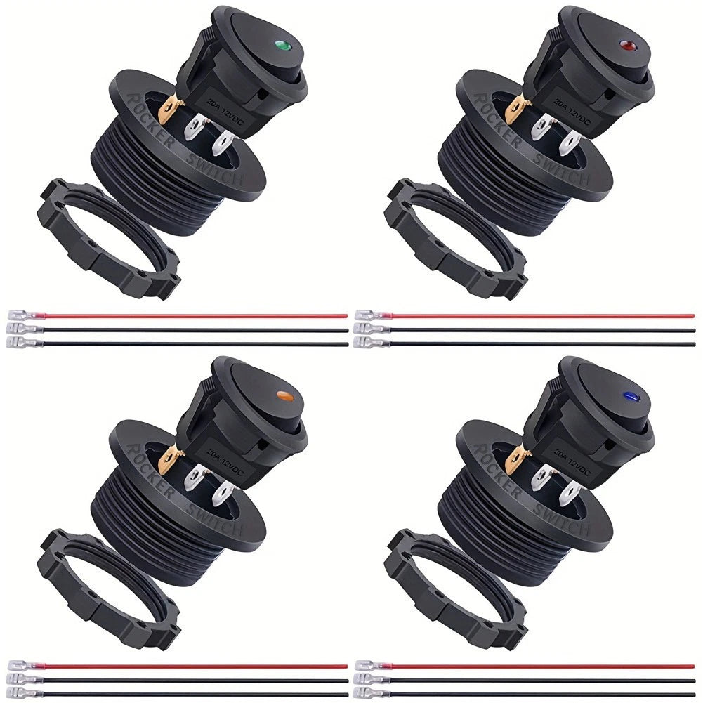 Toggle Switches 12V 20A with LED for Boat/Car Electrical Systems