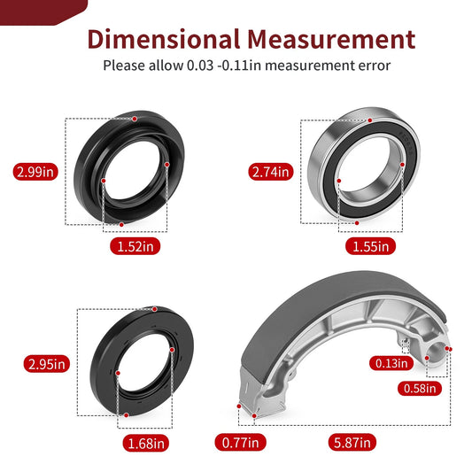 Rear Brake Drum Bearing Seals Shoes for Honda Rancher 420 TRX420TE 2007-2013