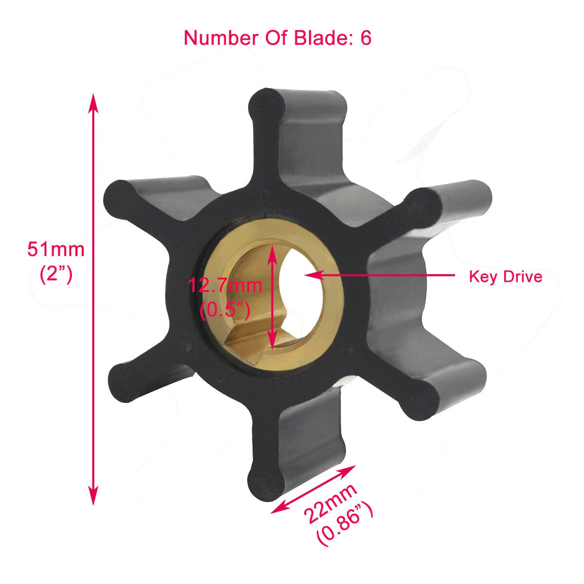 Flexible Impeller for Jabsco/Yanmar/Cef/JMP Models