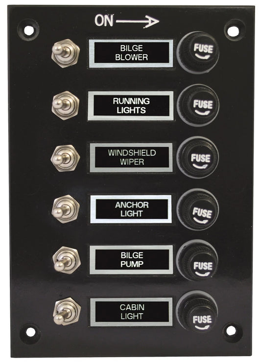6 Gang Fused Marine Switch Panel for Boat/Caravan 12V/24V Compatibility