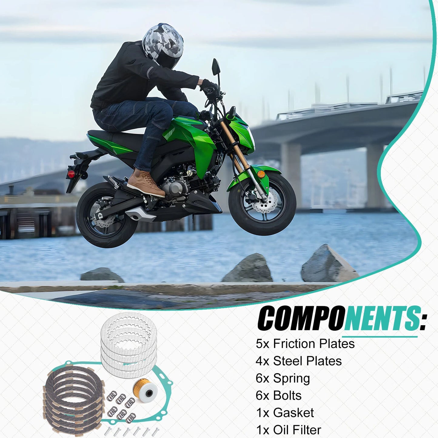 Heavy Duty Clutch Kit w/Gasket for Kawasaki KLX110L 2010-2024