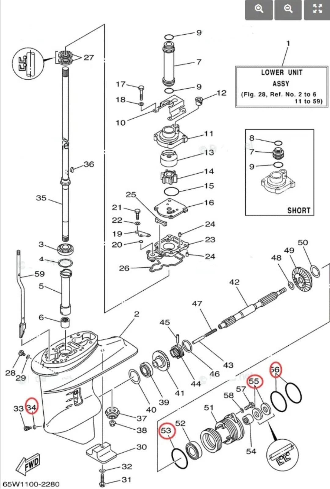 Gearcase Seal Kit for Yamaha 4-Stroke 25HP F25 Models