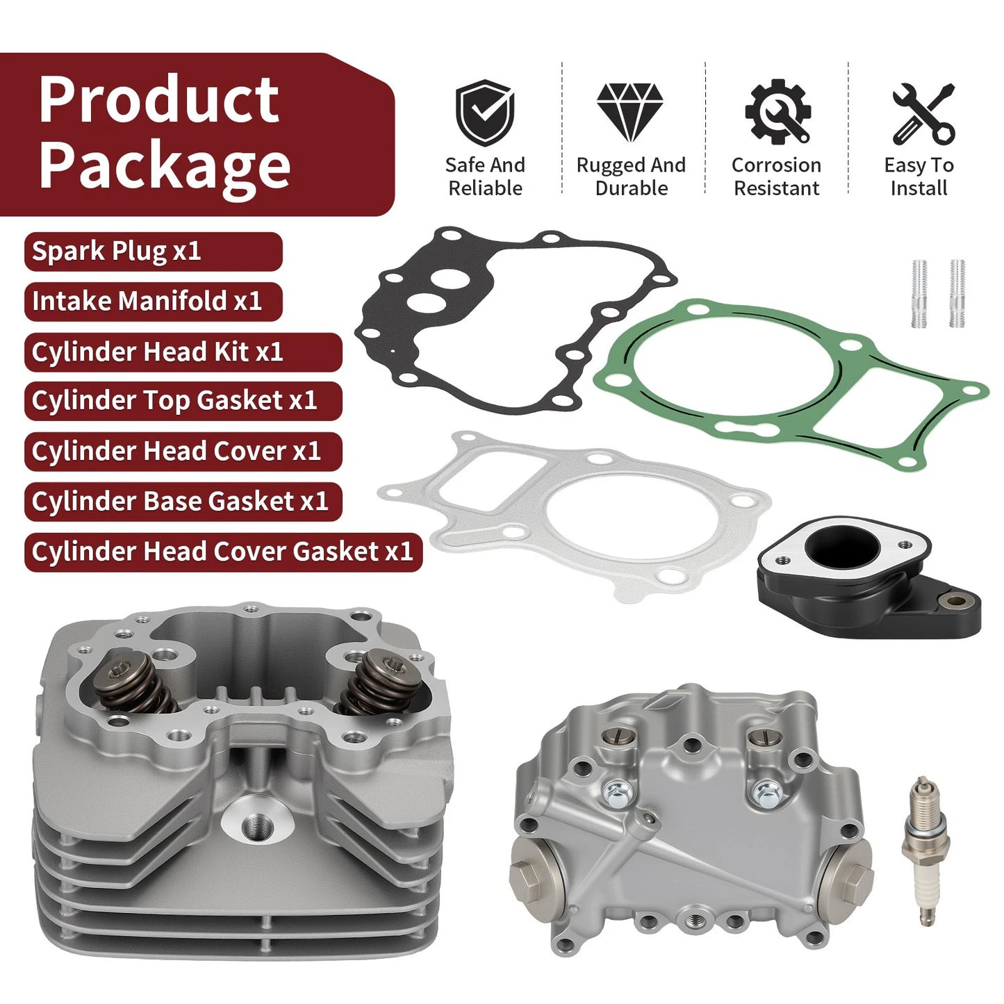 Cylinder Head Assembly w/ Cover Gasket for Honda Sportrax 250 TRX250EX 2003-2008