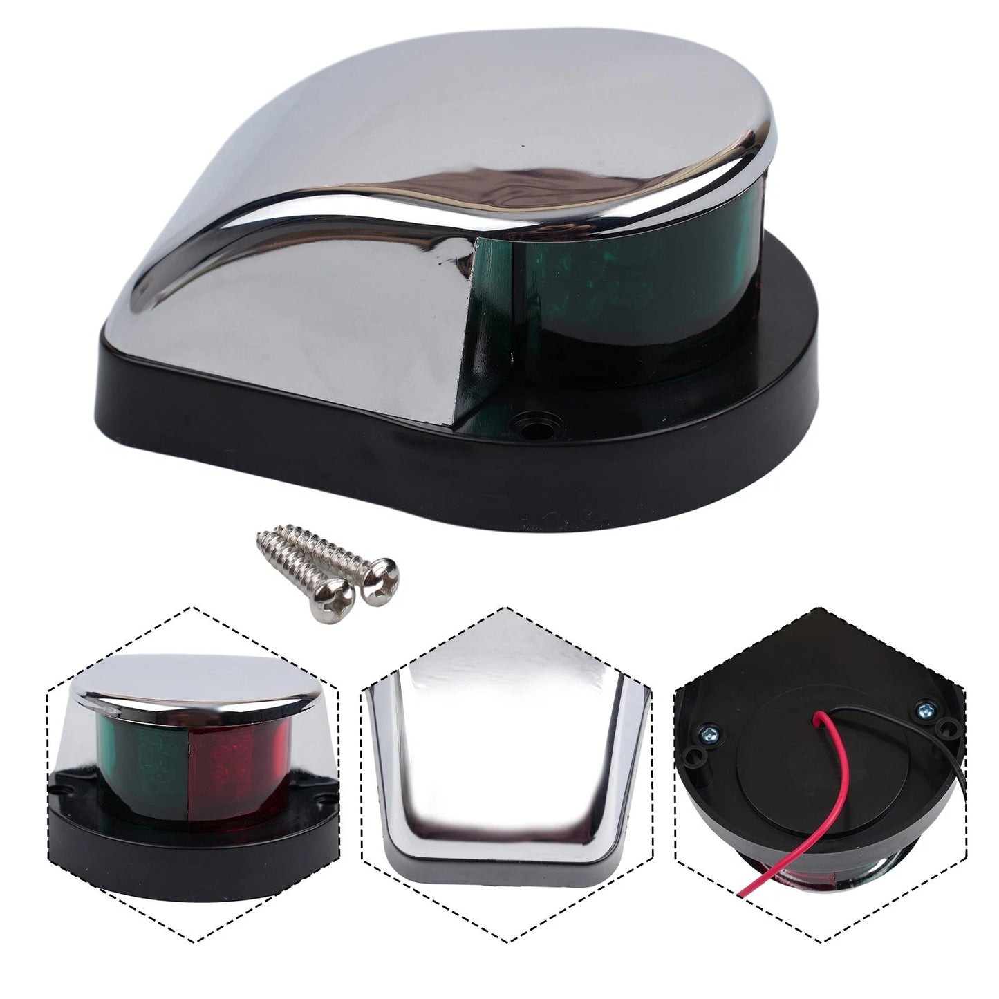 Bright Boat Light 12V LED Marine Navigation Lights Red/Green for All Boats