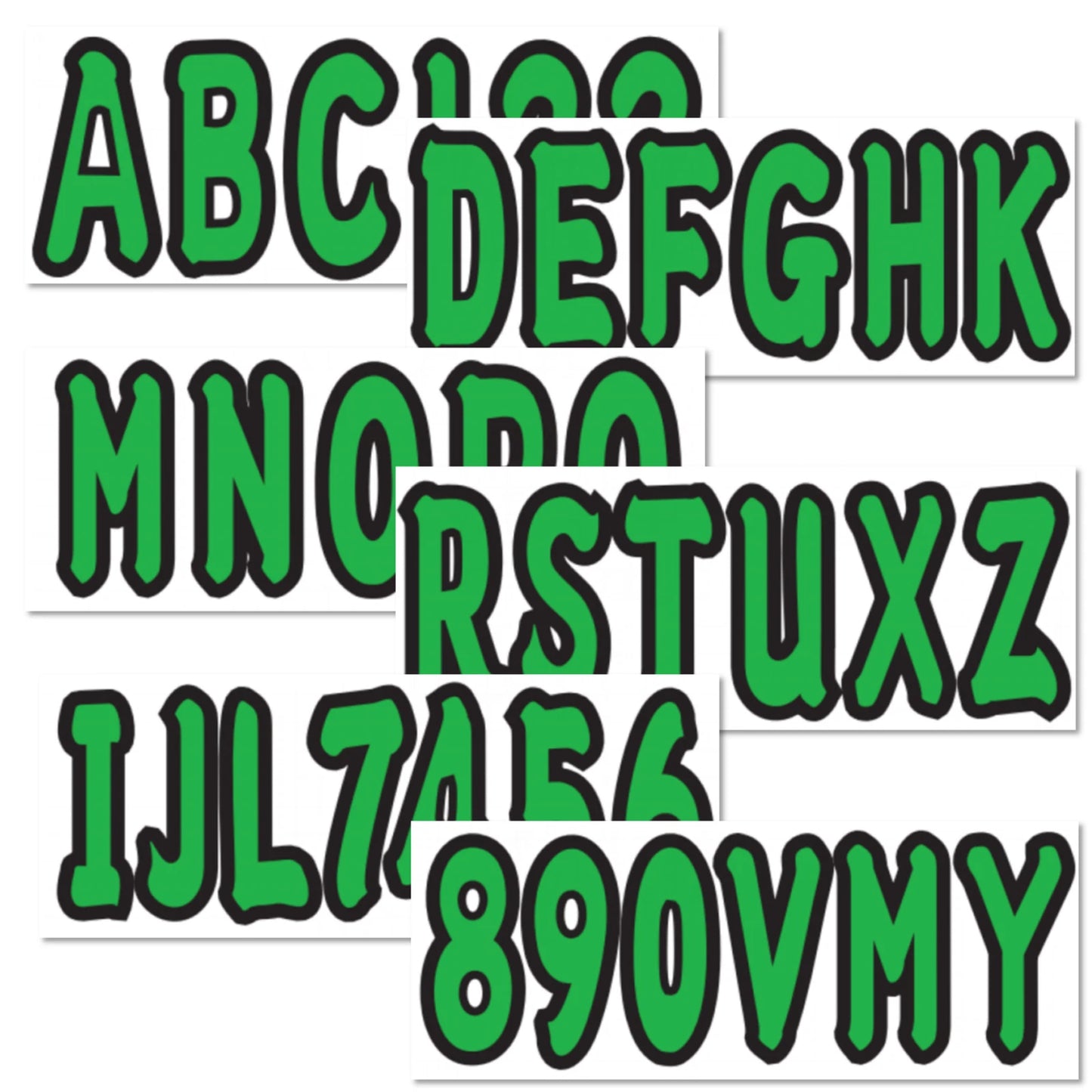 Personalized Boat Registration Decals A-Z & 0-9 Green 4 Set