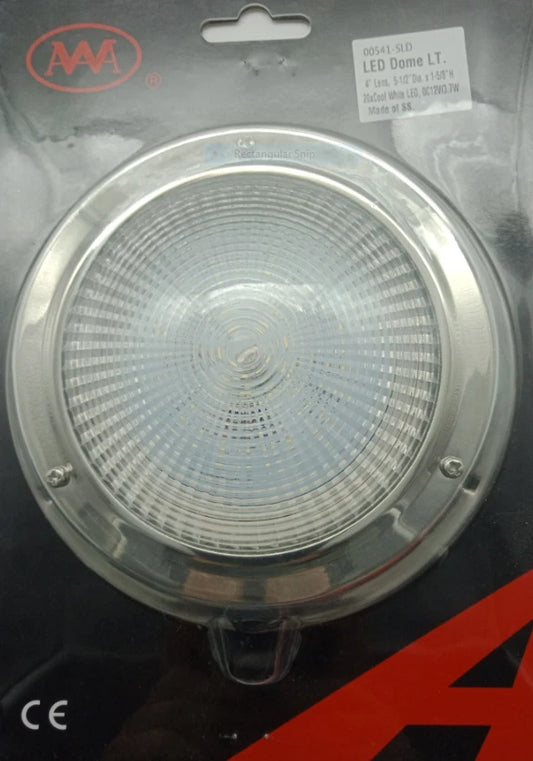 12V LED Dome Light Stainless Steel for Caravan/Boat 110mm Diameter
