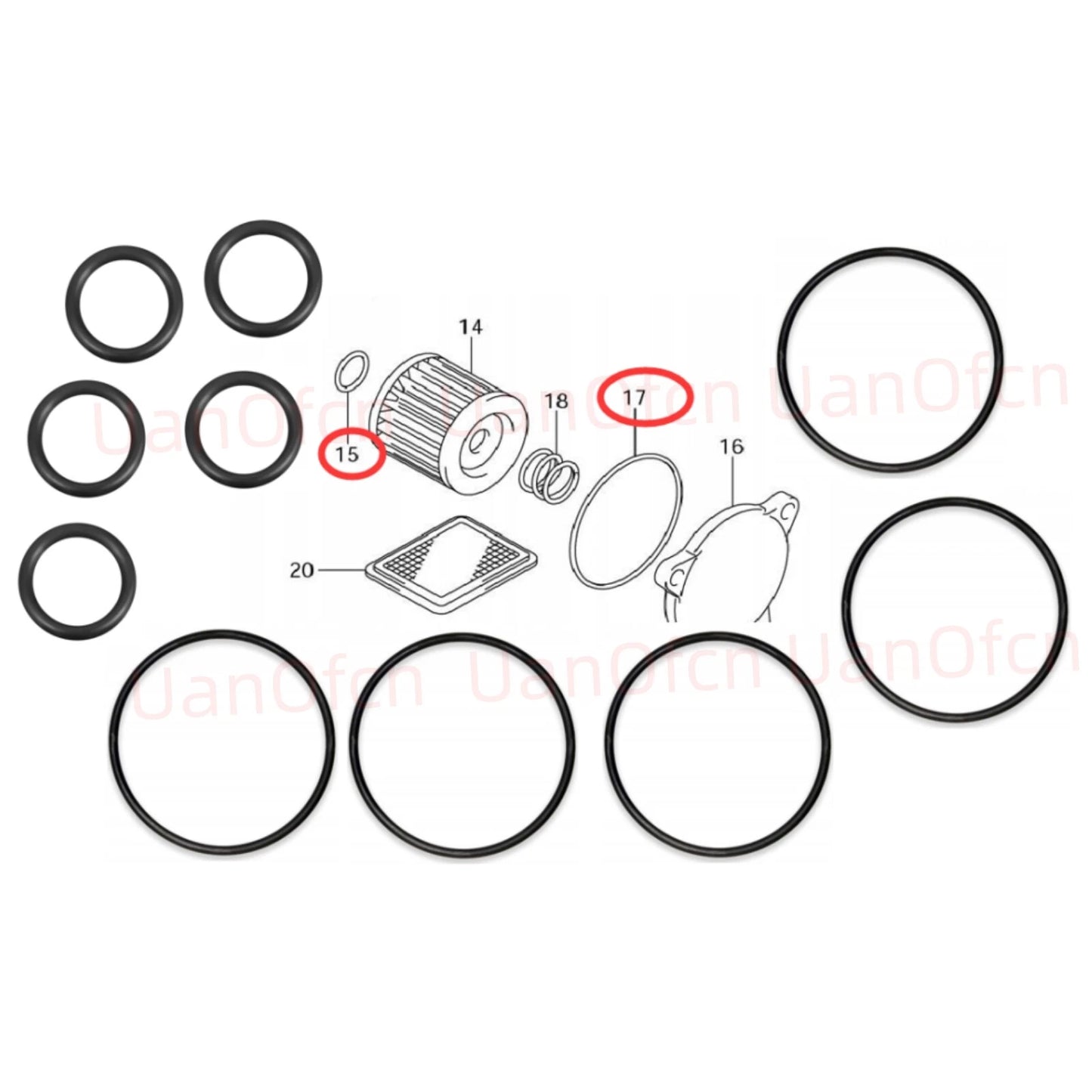 5pcs SUZUKI Oil Change O-Ring Master Seal Kit for DF140/DF115/DF70/DF50