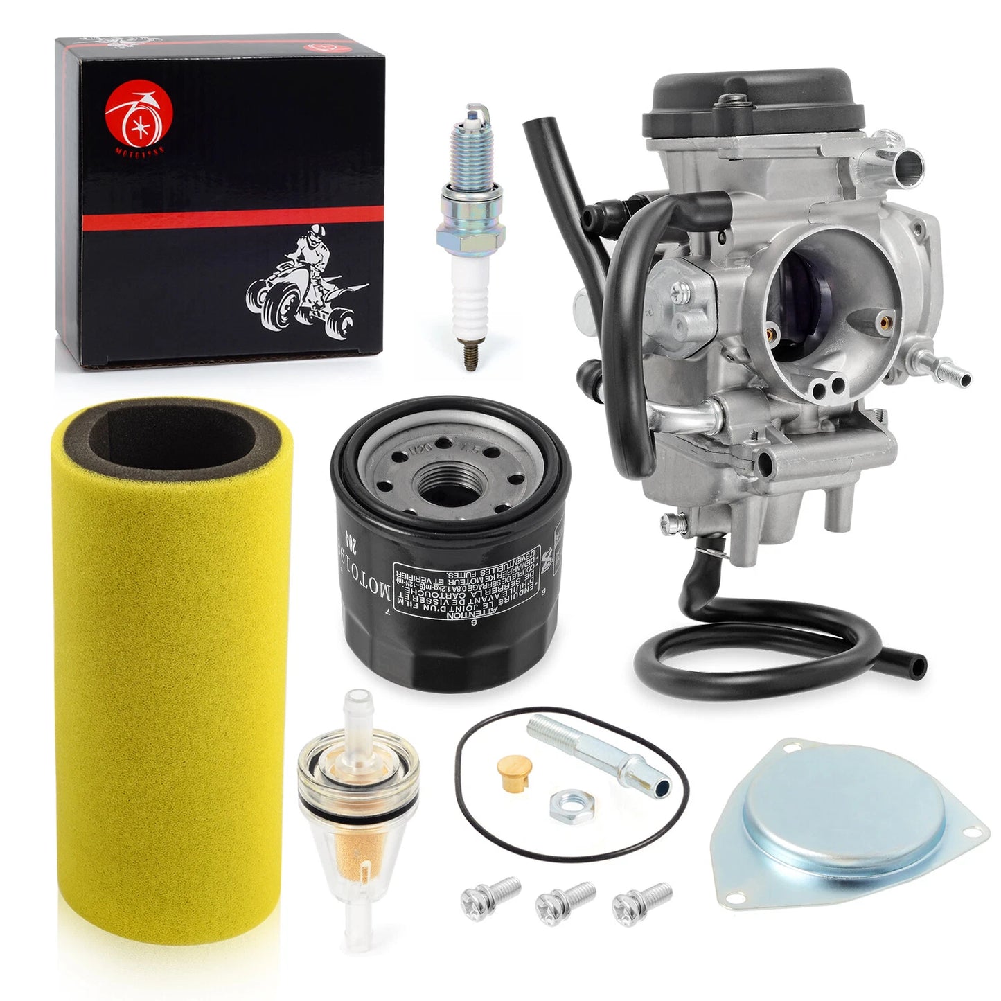 Carburetor & Air Filter Foam & Spark Plug for Yamaha Rhino 450 (2006-2009)