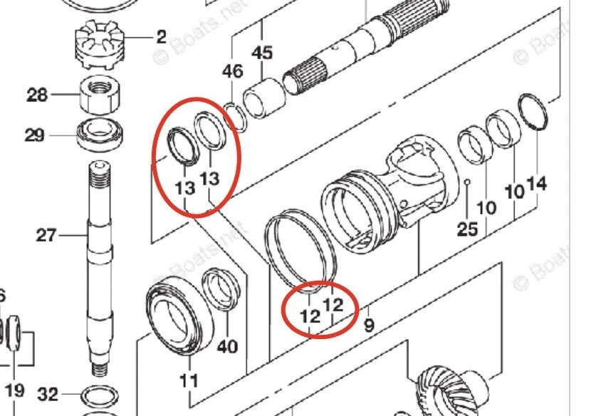 Lower Unit Oil Seal Kit for Suzuki 4-Stroke DF325 DF350