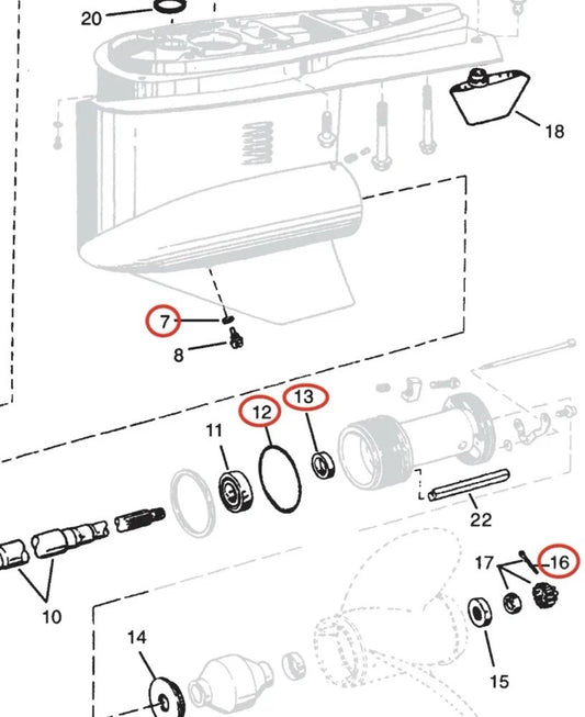 Lower Gearcase Seal with O-ring Kit for OMC Cobra/Volvo Penta SX