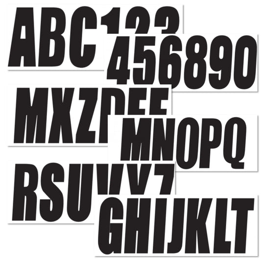 Black Personalized Decals Boat Registration Numbers & Letters Set A-Z & 0-9