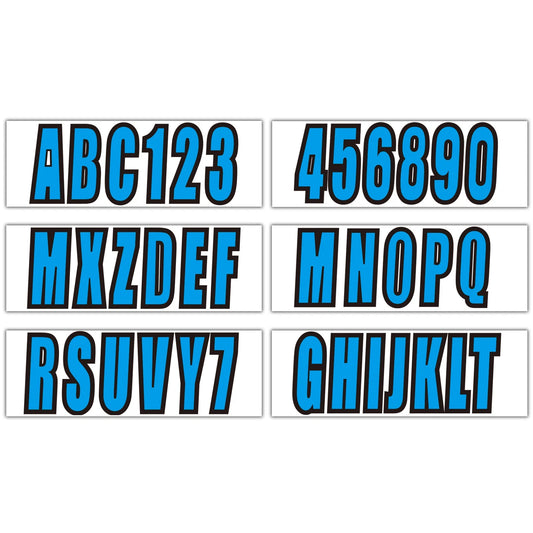 Boat Registration Numbers & Letters Sticker 3" A-Z & 0-9 Blue