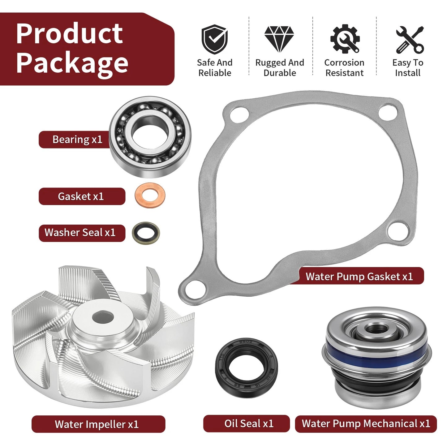 Water Pump Rebuild Kit Impeller w/Seal for Polaris Magnum Ranger 425/500
