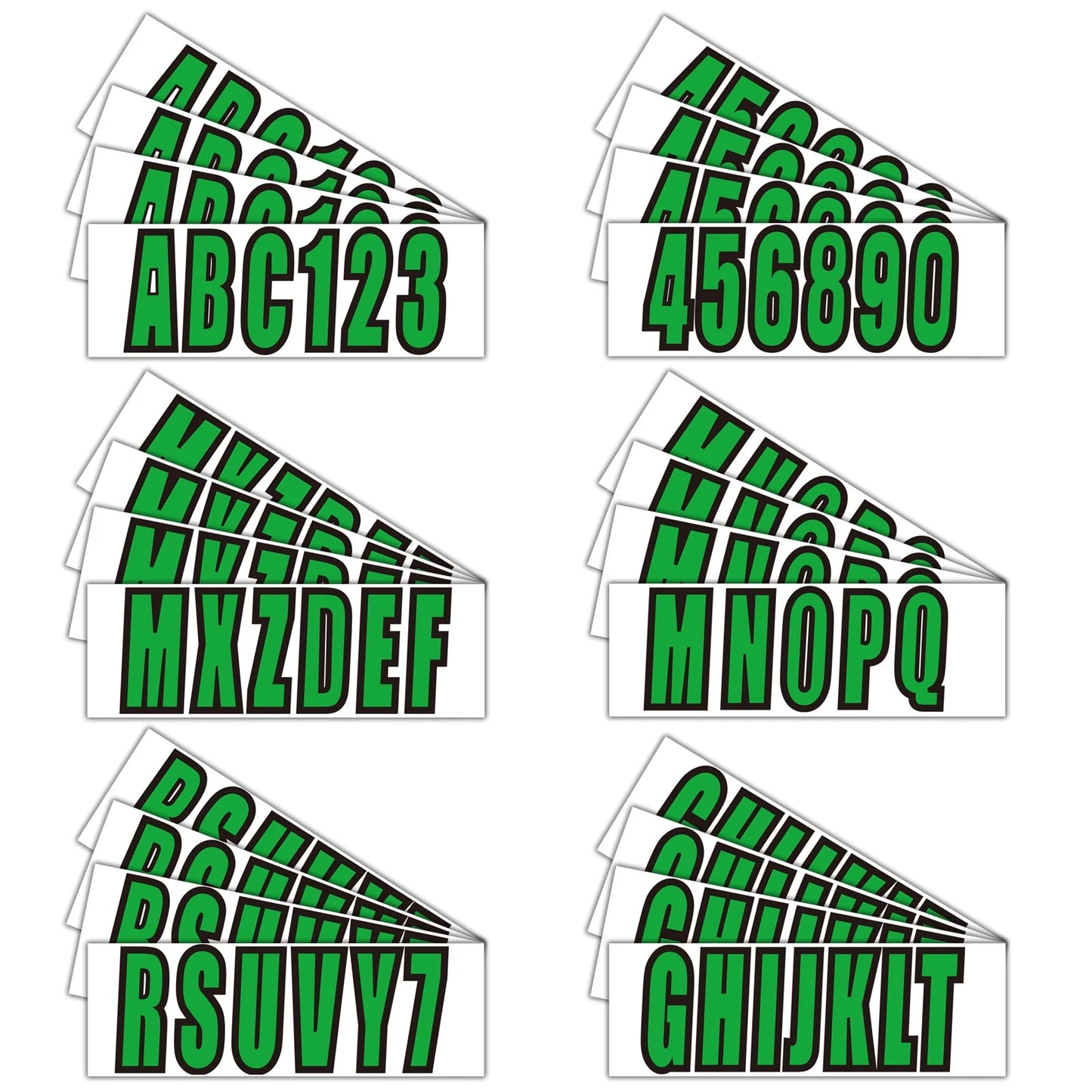 Custom 3" Green Boat Decal Stickers - Boat Registration Numbers & Letters 4 Pack