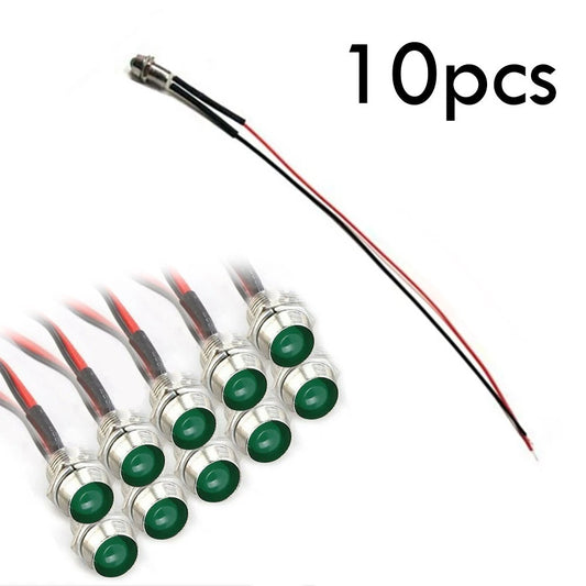 8mm LED Indicator Light Boat DC 12V Green IP65 Lamp for Marine Dash Panel