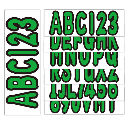 Personalized Boat Registration Decals A-Z & 0-9 Green 4 Set