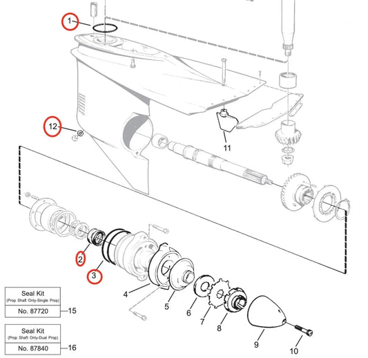 Lower Gearcase Propeller Shaft Oil Seal for Volvo Penta