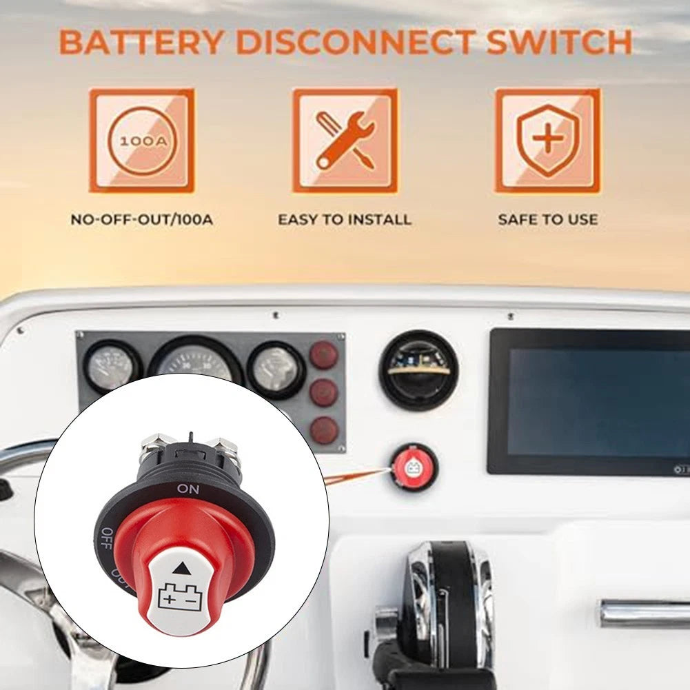 24V Battery Disconnect Switch 100A for Boats/RVs/ATVs/Vehicle Power Control
