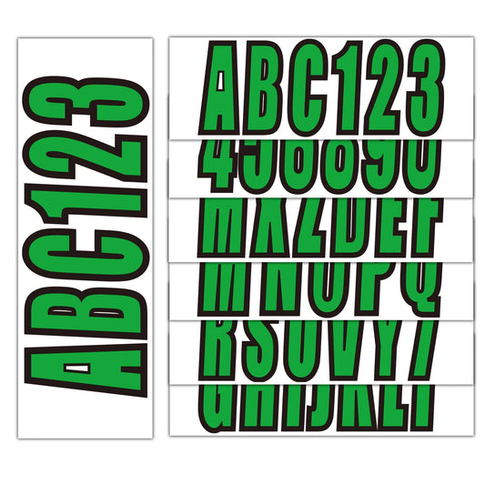 Custom 3" Green Boat Decal Stickers - Boat Registration Numbers & Letters 4 Pack