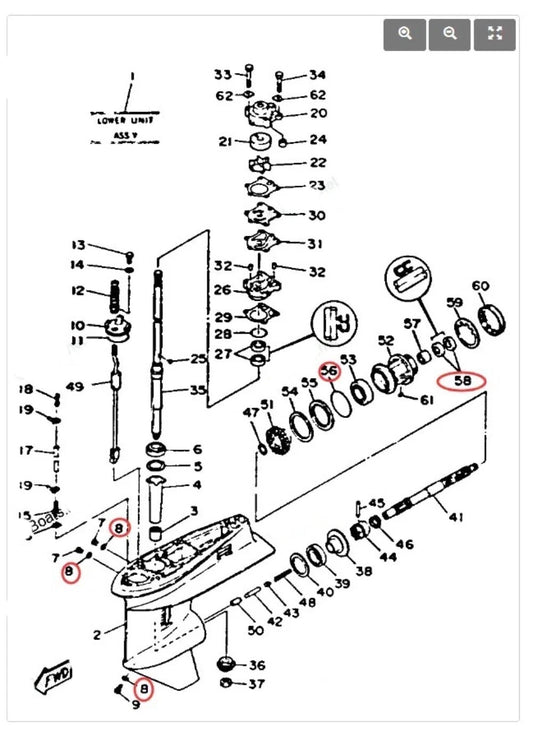 Lower Gearcase Propeller Shaft Oil Seal Kit for Yamaha 40-60HP Models