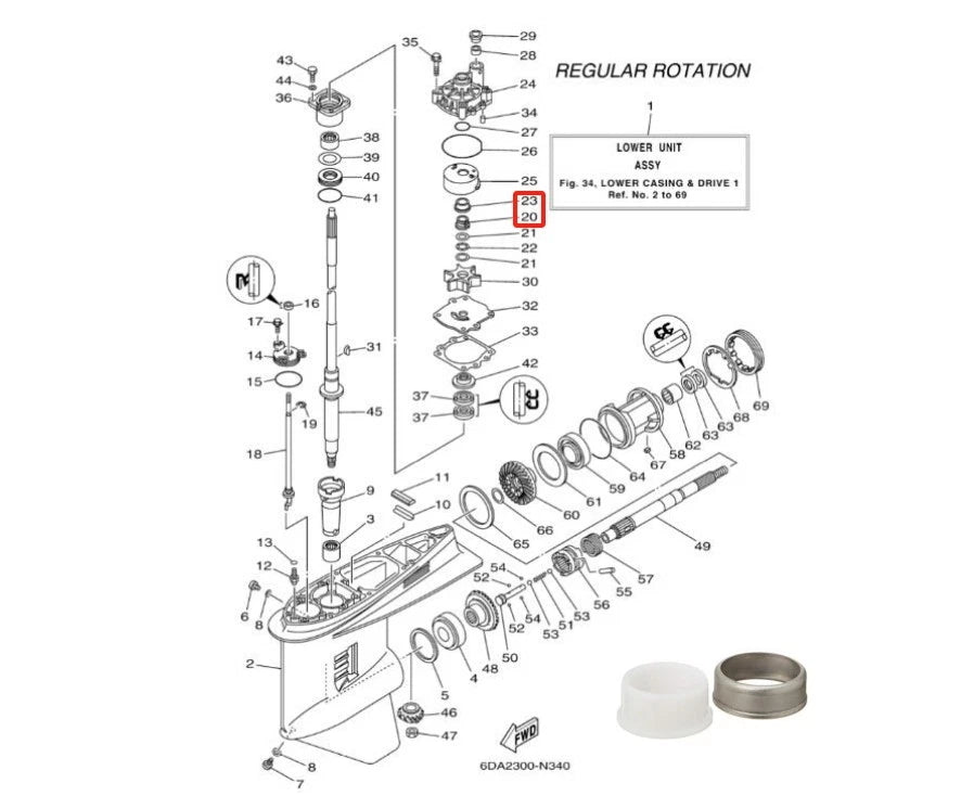 Spacer Drive Shaft Collar Set for Yamaha F150