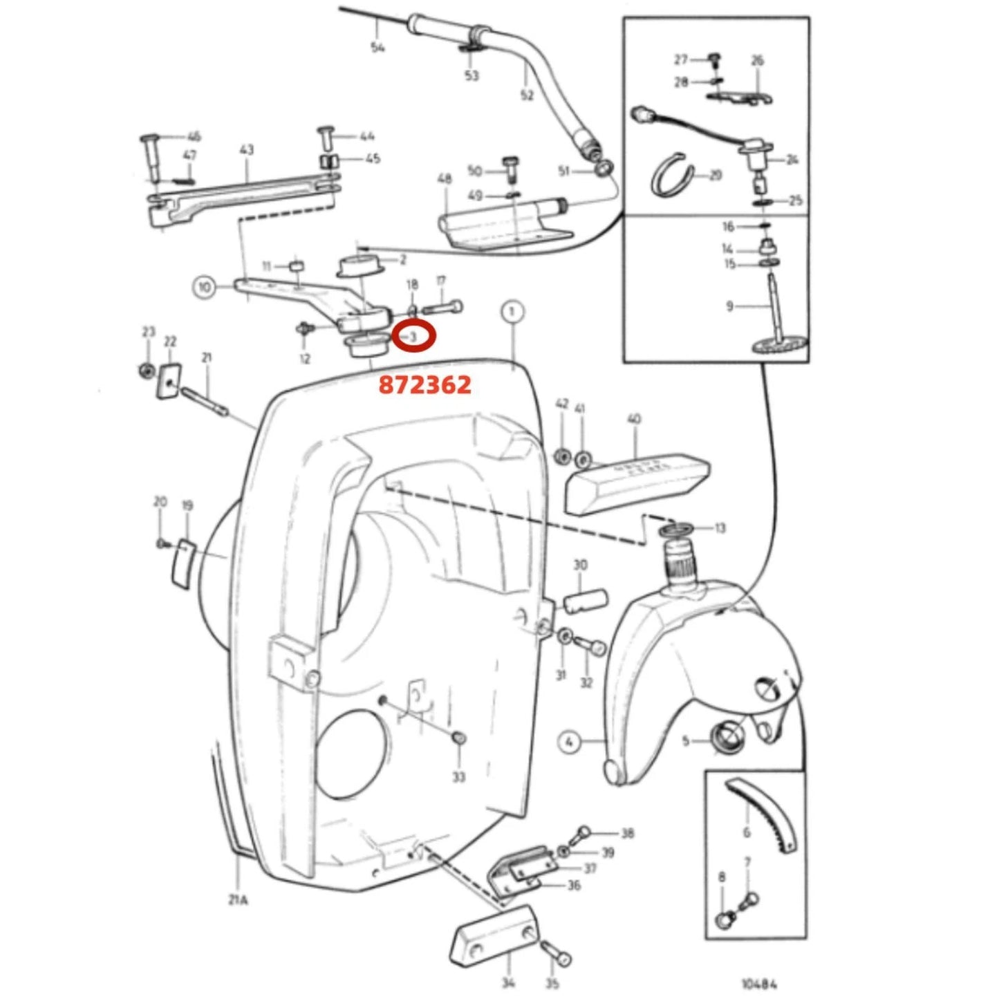 Steering Lower Bushing for Volvo Penta D41 AQ131A B230 AD31 SP-A Engine