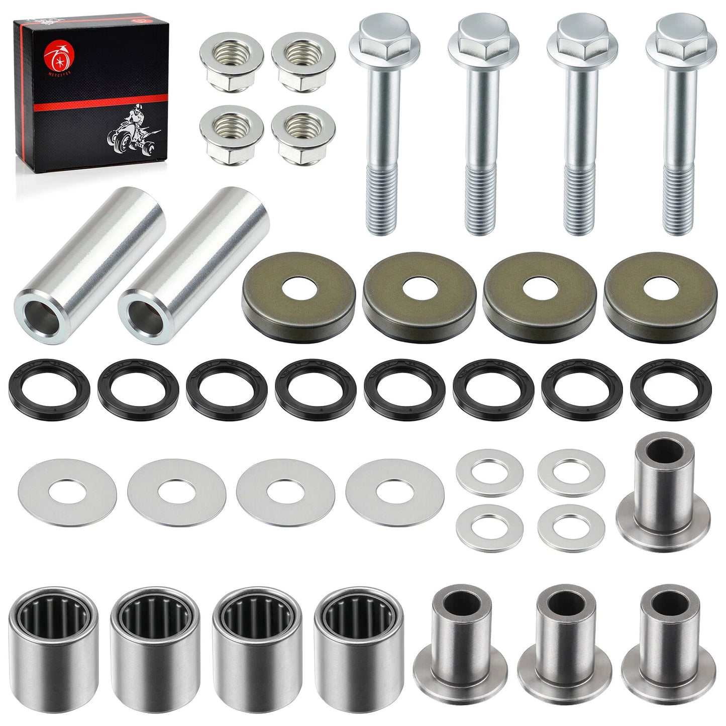 Front Upper/Lower A-Arm Bushing Seal Kit w/ Bolts for Kawasaki KFX400 2003-2006
