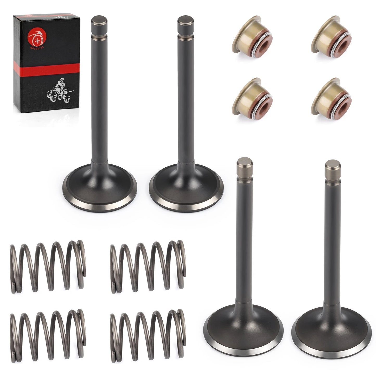 Intake & Exhaust Valve w/ Seals for EZGO Gas 4-Stroke 295/350cc (96-Up)