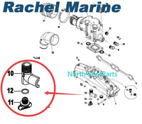 MerCruiser Exhaust Manifold 90° Fitting Drain Plug Elbow for 22-862210A01