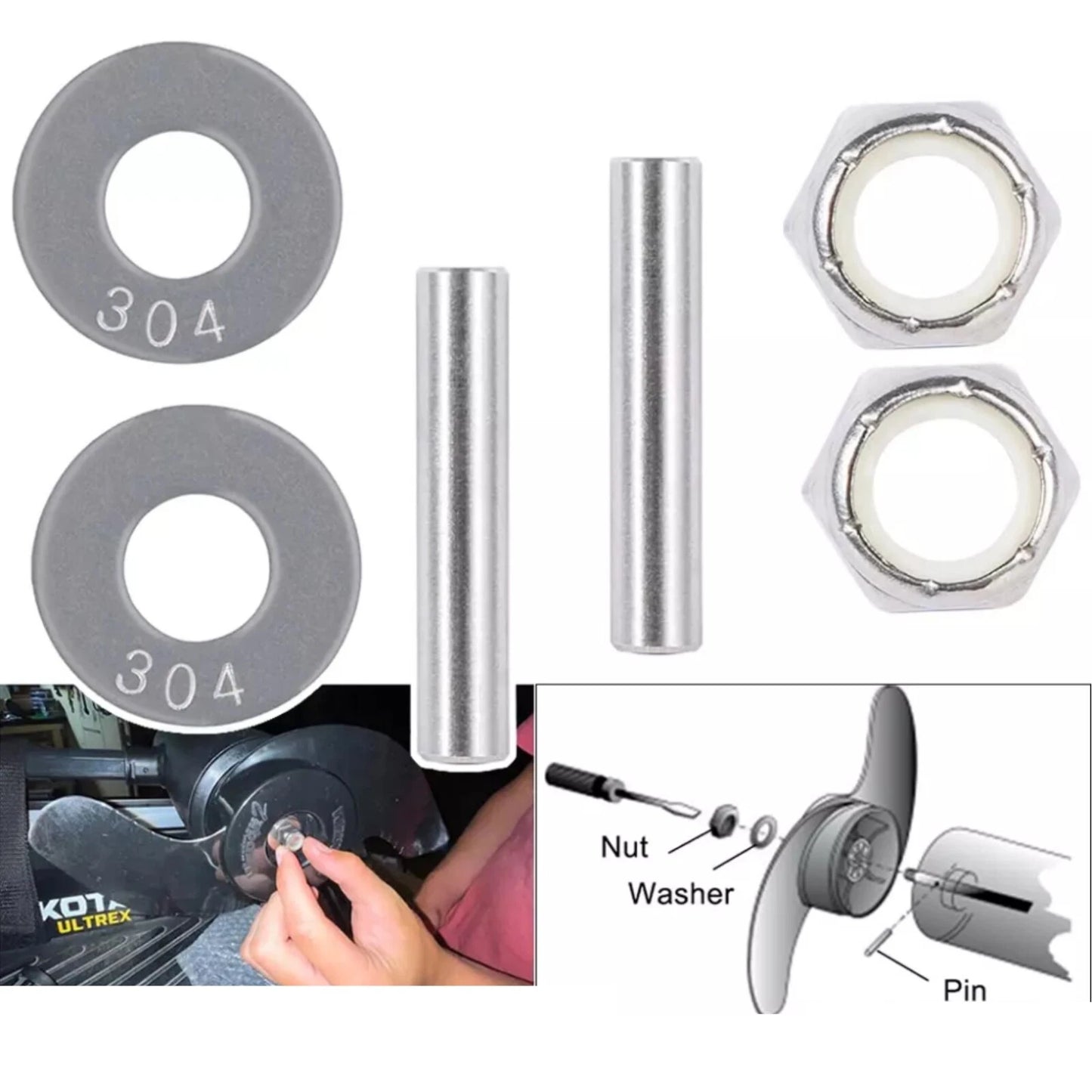 Minn Kota Weedless Wedge Trolling Motor Propeller Nut Kit for MKP-34