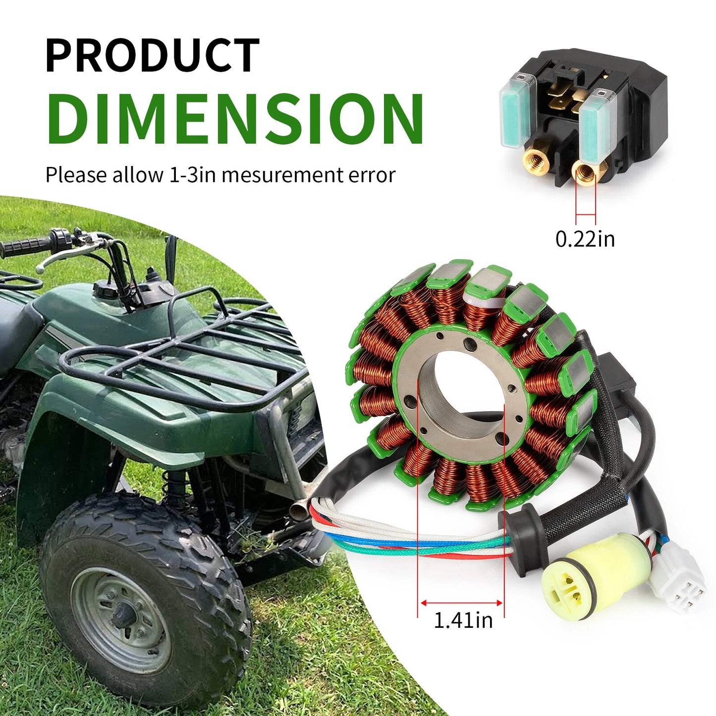 Stator & Starter Relay Solenoid w/ Gasket for Yamaha Bear Tracker 250 YFM250X