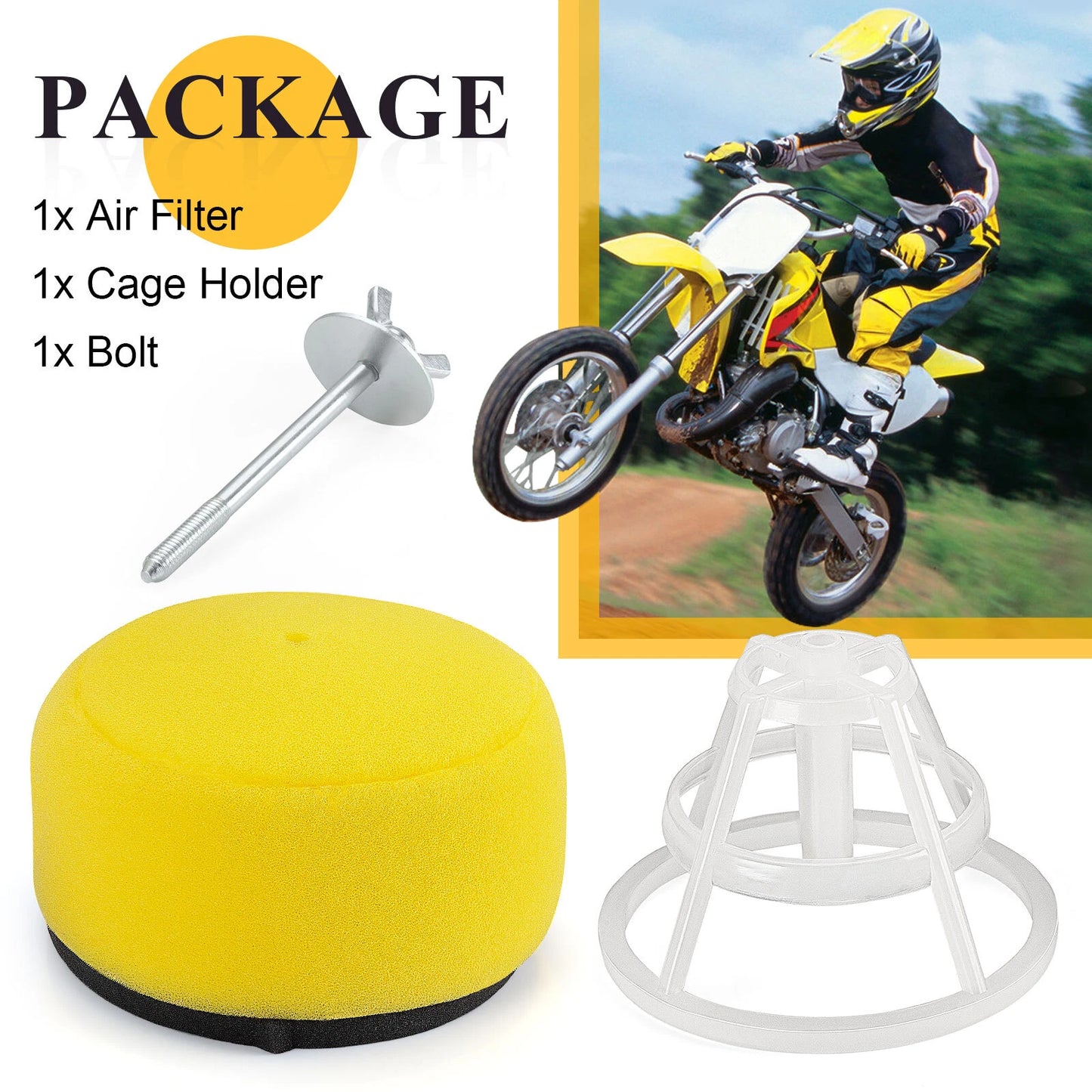 Air Filter w/ Gage Holder Bolt Kit for Kawasaki KX65/Suzuki RM65