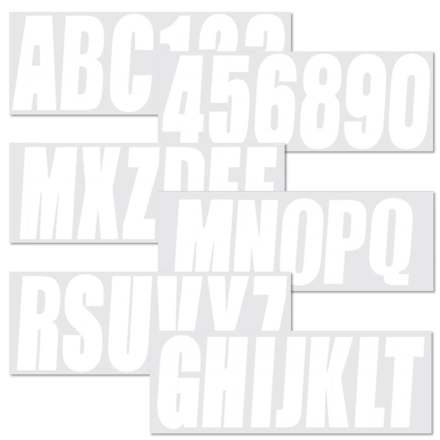 Custom 3" Boat Registration Numbers & Letters Decal Stickers - White
