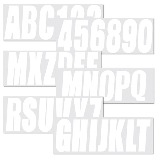 Custom 3" Boat Registration Numbers & Letters Decal Stickers - White