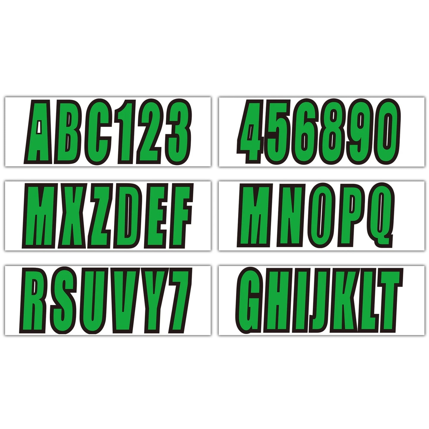 Custom 3" Green Boat Decal Stickers - Boat Registration Numbers & Letters 4 Pack