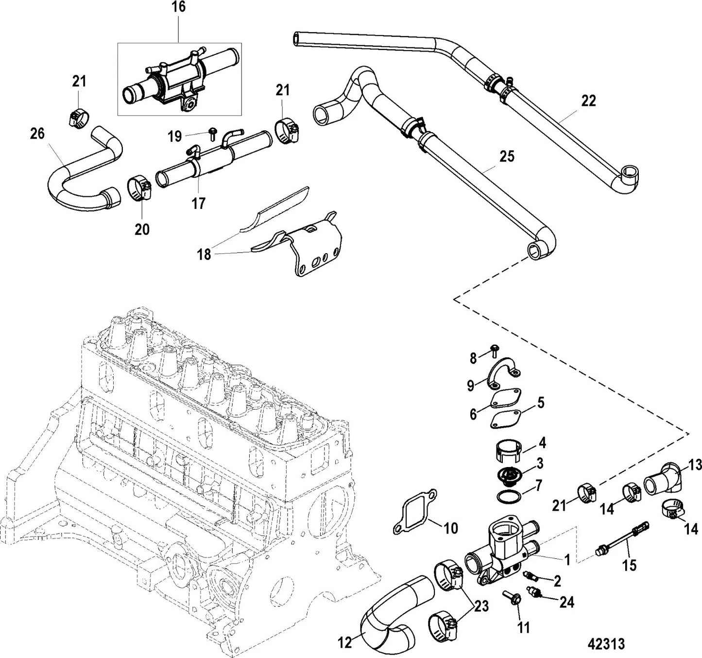 Thermostat Housing Gasket for MerCruiser 27-8146801/Mallory/Sierra