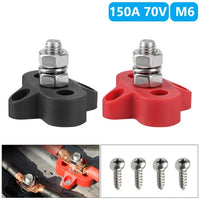 Terminal Stud 2pcs Black/Red M6 Stainless Steel for Marine Boat Yachts