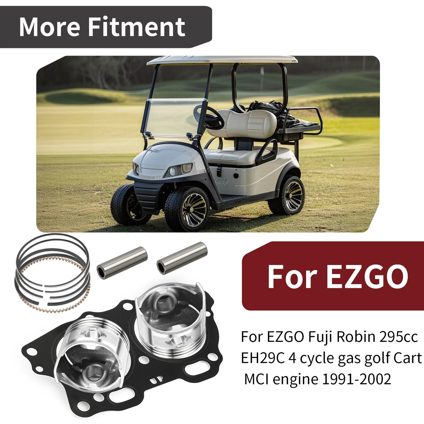 Piston Ring Exhaust Intake Valve Gaskets Connecting Rod for EZGO 295cc 1992-2002