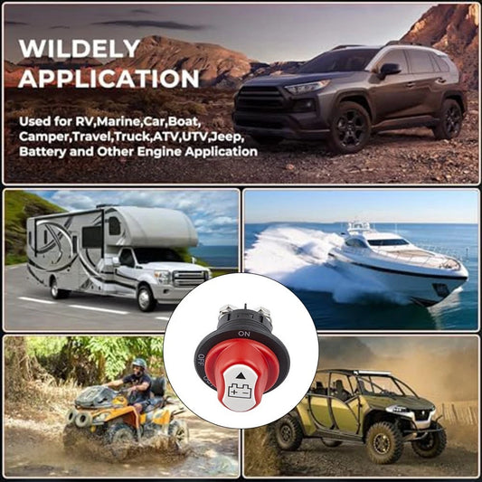 24V Battery Disconnect Switch 100A for Boats/RVs/ATVs/Vehicle Power Control