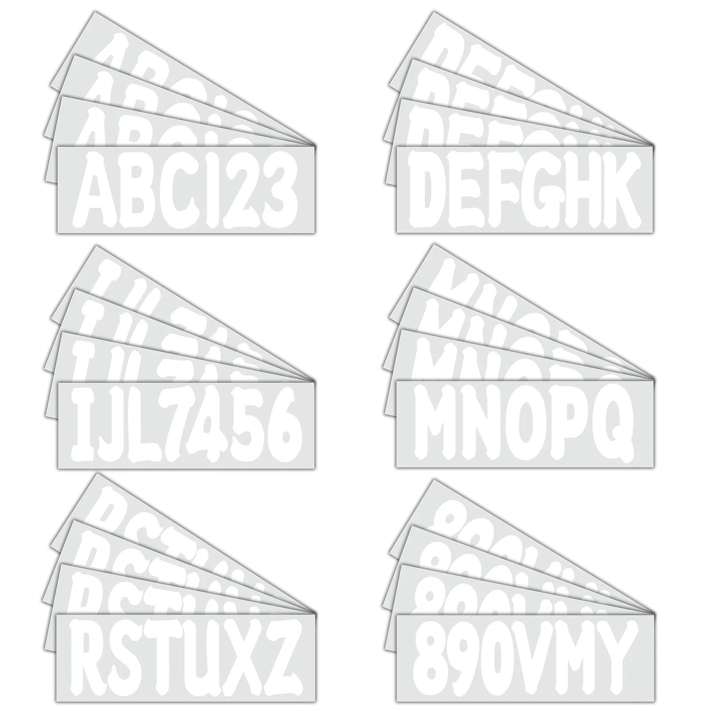 Custom Boat Registration Numbers Decal Sticker Set A-Z & 0-9 White