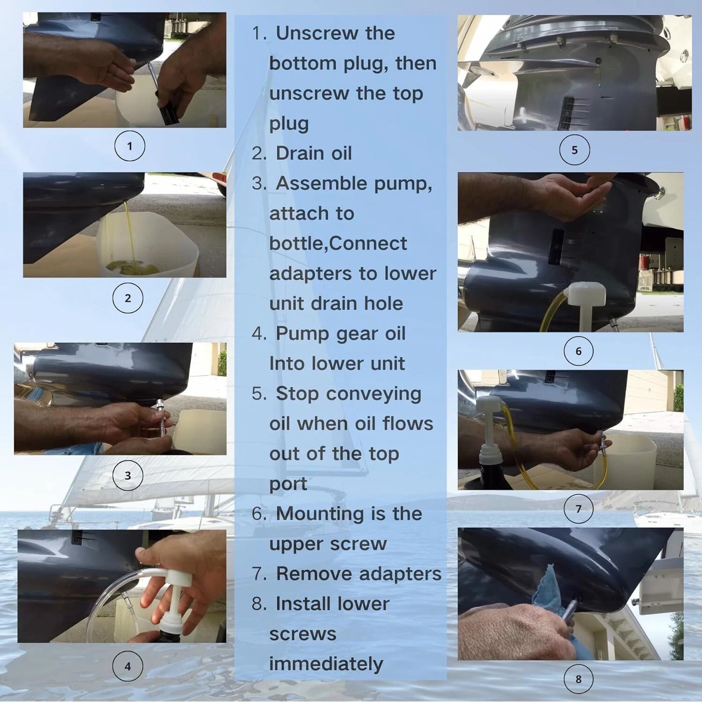 Lower Unit Gear Oil Pump Manual Lube Change Kit for Outboard Motors
