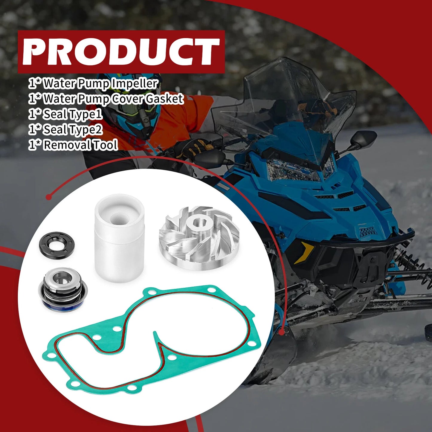 Water Pump Cover Gasket w/ Impeller Seals for Polaris SwitchBack 600/800 2008-21