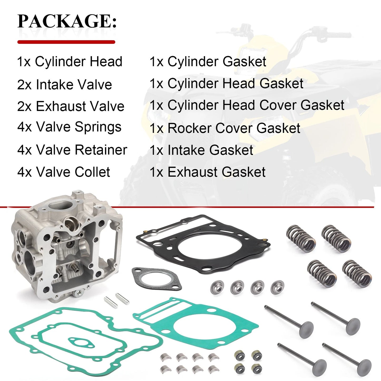 Engine Cylinder Head w/ Valve Gasket for Polaris Sportsman 450 (2006-2007)