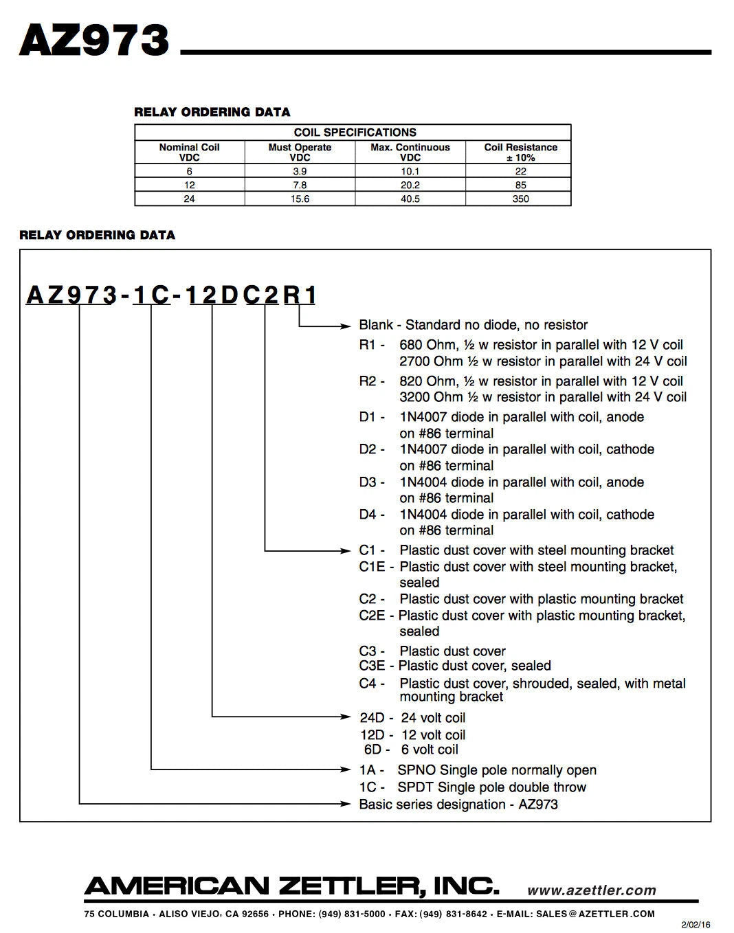 2PC Zettler Power Relay for Mercury Force CMC Trim 40-60HP