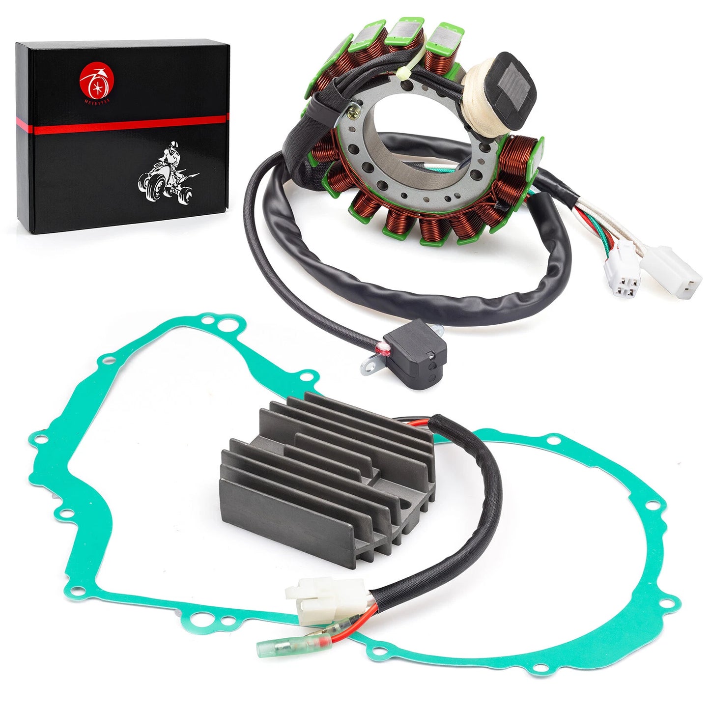 Magneto Stator, Voltage Rectifier, Gasket for Yamaha YFM350 Wolverine 1997-01