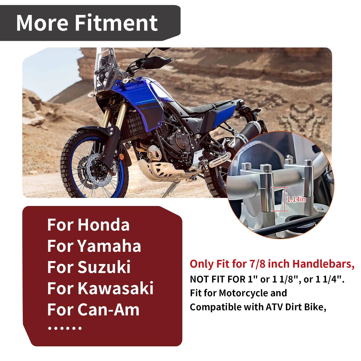 30mm Handlebar Risers 7/8" Clamp Kit for Honda/Yamaha ATV/Dirt Bike